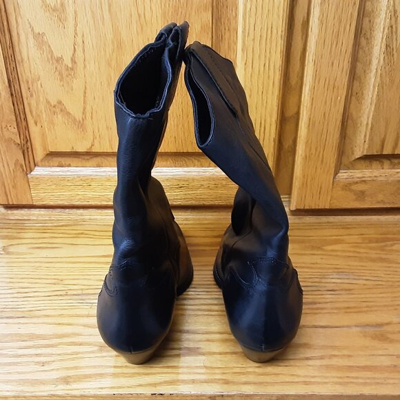 Vintage Black Western Mid-calf Boots by Codewest Size 8M Made in Brazil Cowgirl - Picture 4 of 6